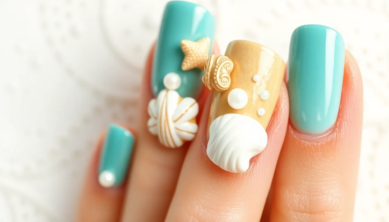 25 Stunning Beachy Nail Designs for Short Nails That'll Make You Beach-Ready 4 25 Stunning Beachy Nail Designs for Short Nails That'll Make You Beach-Ready 3
