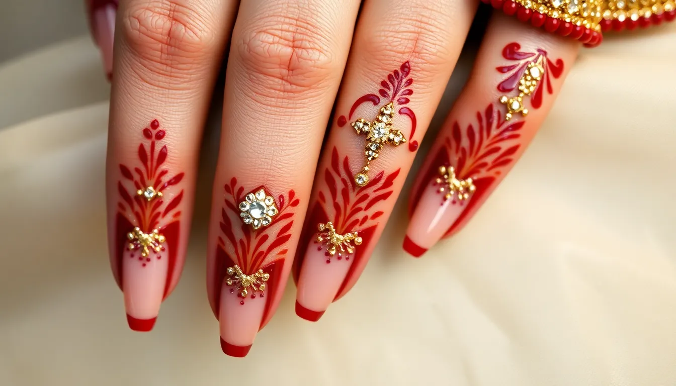 30 Stunning Indian Bridal Nail Art Ideas for Your Perfect Engagement Day 4 30 Stunning Indian Bridal Nail Art Ideas for Your Perfect Engagement Day 3