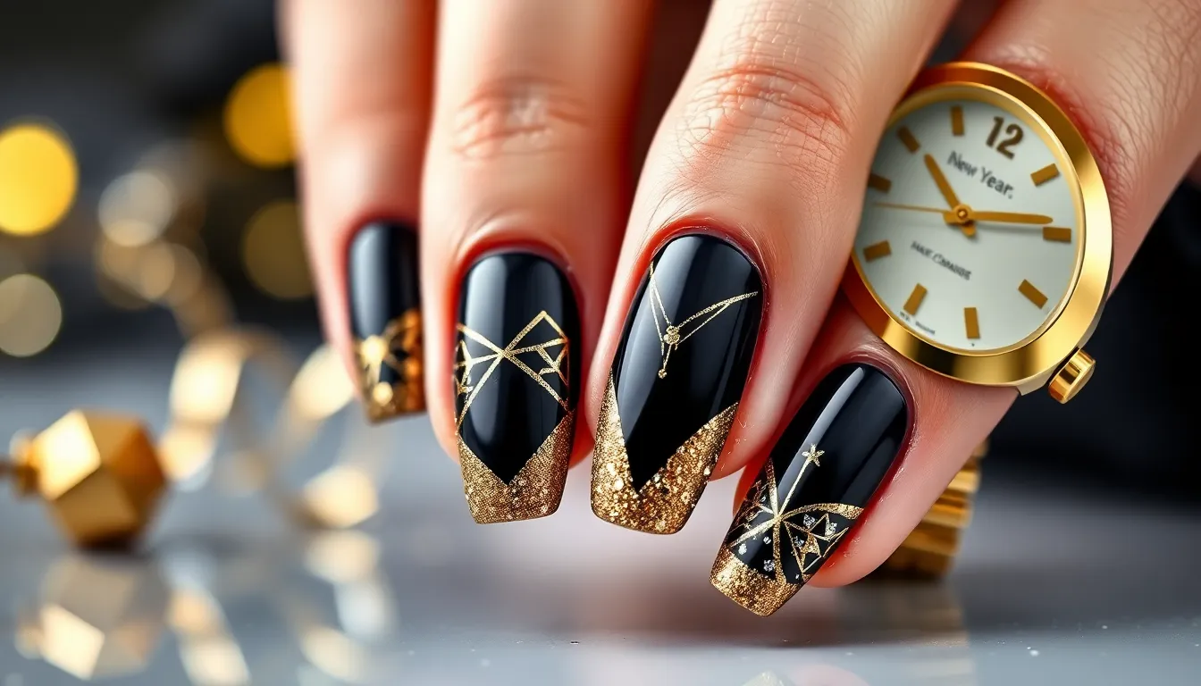 25 Stunning Nail Designs for New Year's Sparkle That'll Make You Shine 4 25 Stunning Nail Designs for New Year's Sparkle That'll Make You Shine 3