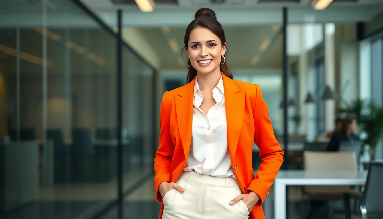 15 Stunning Orange Blazer Outfits for Women: Office Style Guide That Commands Attention 4 15 Stunning Orange Blazer Outfits for Women: Office Style Guide That Commands Attention 3