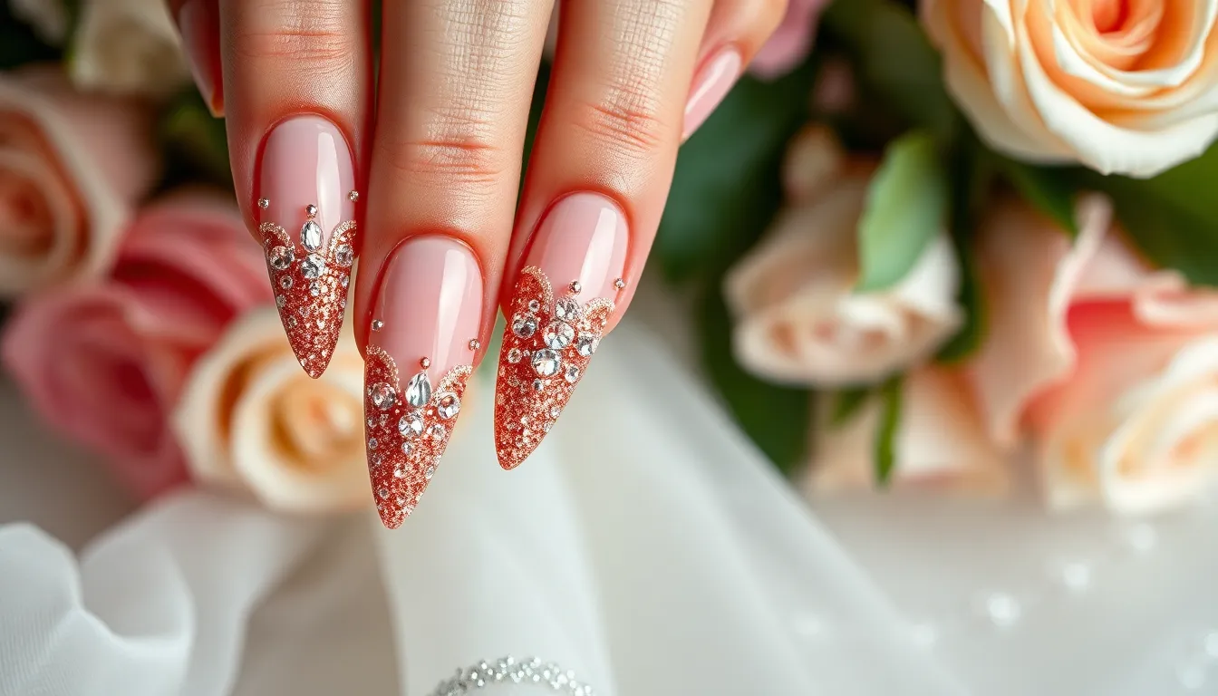 25 Stunning Pink Nail Extension Designs for Your Perfect Wedding Day 4 25 Stunning Pink Nail Extension Designs for Your Perfect Wedding Day 3