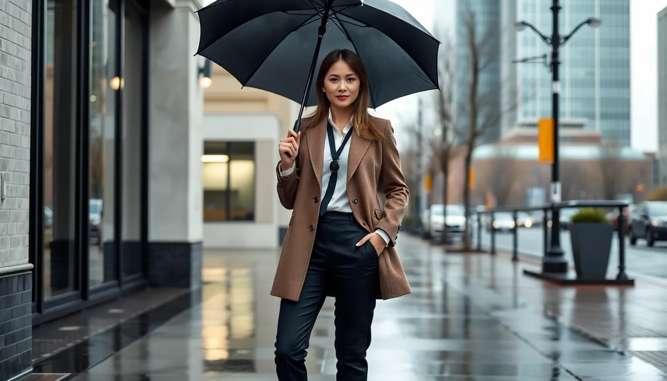 7 Stylish Rainy Day Outfit Ideas That Keep You Professional at the Office 4 7 Stylish Rainy Day Outfit Ideas That Keep You Professional at the Office 3