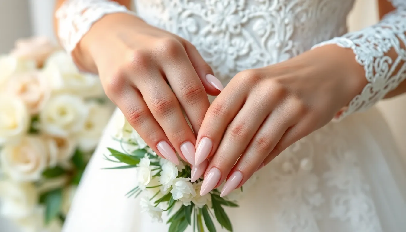 25 Stunning Pink Nail Extension Designs for Your Perfect Wedding Day 6 25 Stunning Pink Nail Extension Designs for Your Perfect Wedding Day 5
