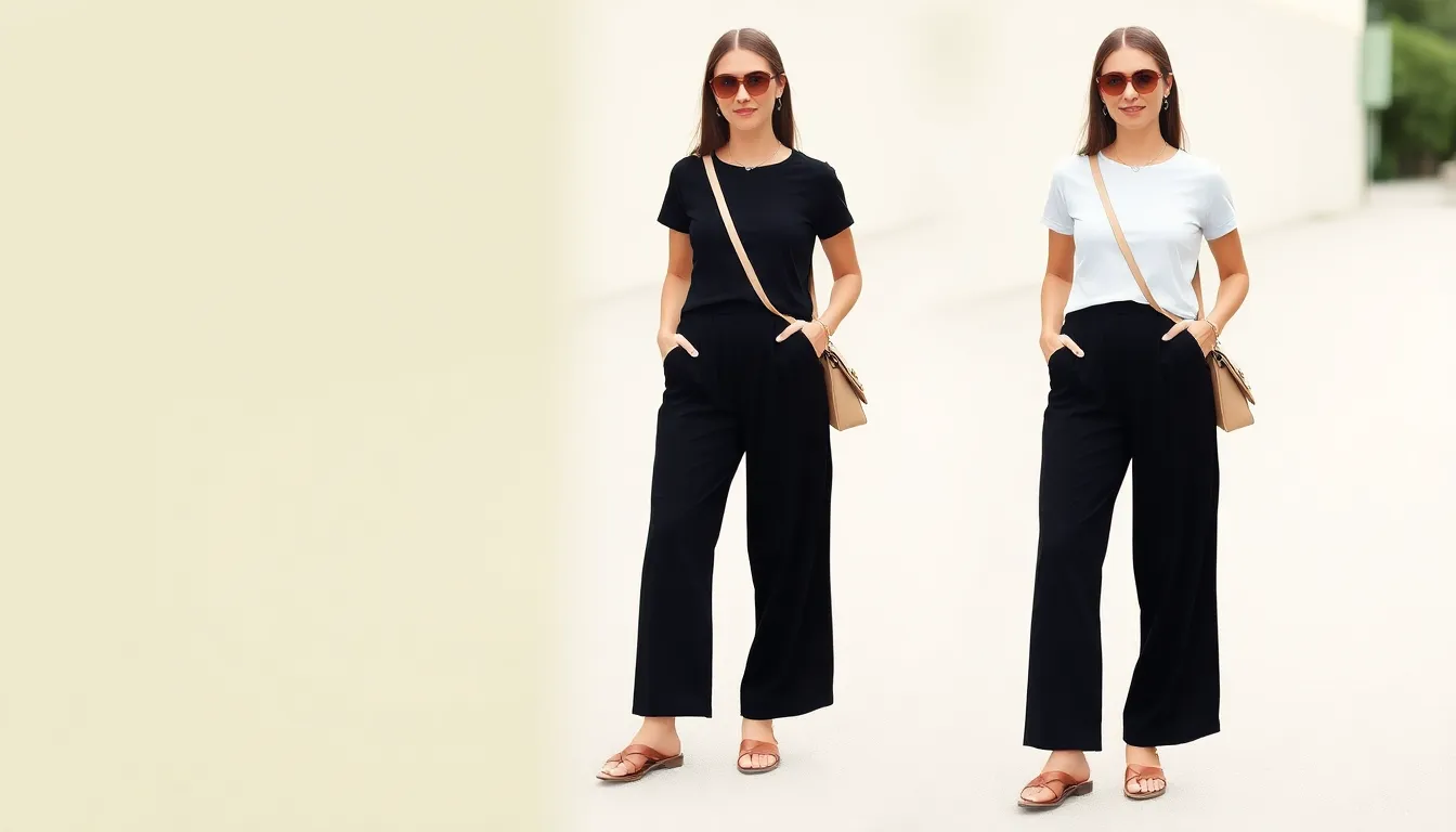 15 Chic Black Wide Leg Pants Outfit Summer Ideas You'll Want to Copy 8 15 Chic Black Wide Leg Pants Outfit Summer Ideas You'll Want to Copy 7