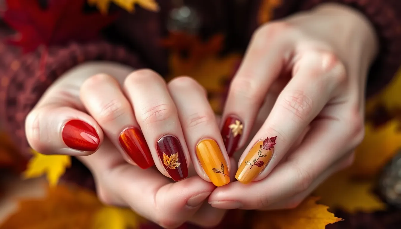 Fall Nails Different Color Each Nail: 15 Stunning Multi-Color Autumn Manicure Ideas 8 Fall Nails Different Color Each Nail: 15 Stunning Multi-Color Autumn Manicure Ideas 7