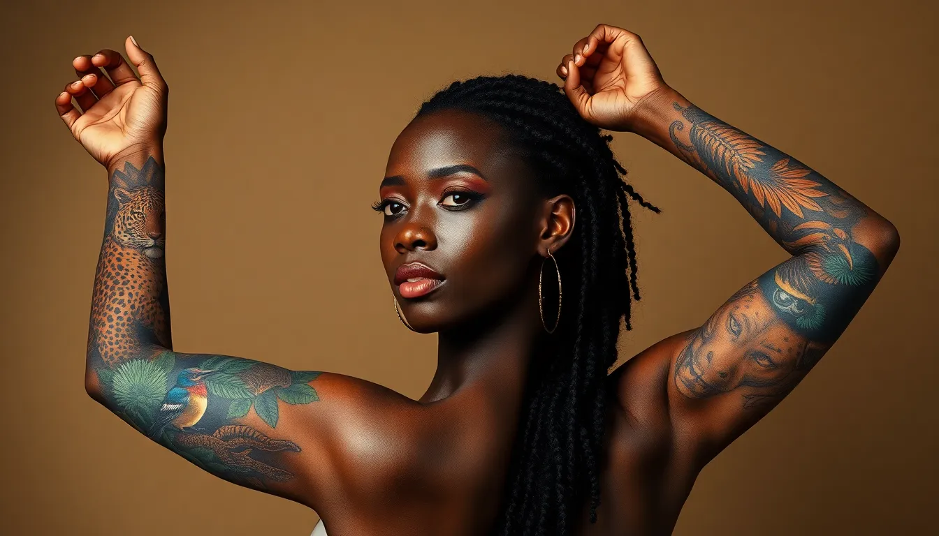 50+ Stunning Tattoo Ideas for Black Women: Female Sleeve Designs That Celebrate You 8 50+ Stunning Tattoo Ideas for Black Women: Female Sleeve Designs That Celebrate You 7