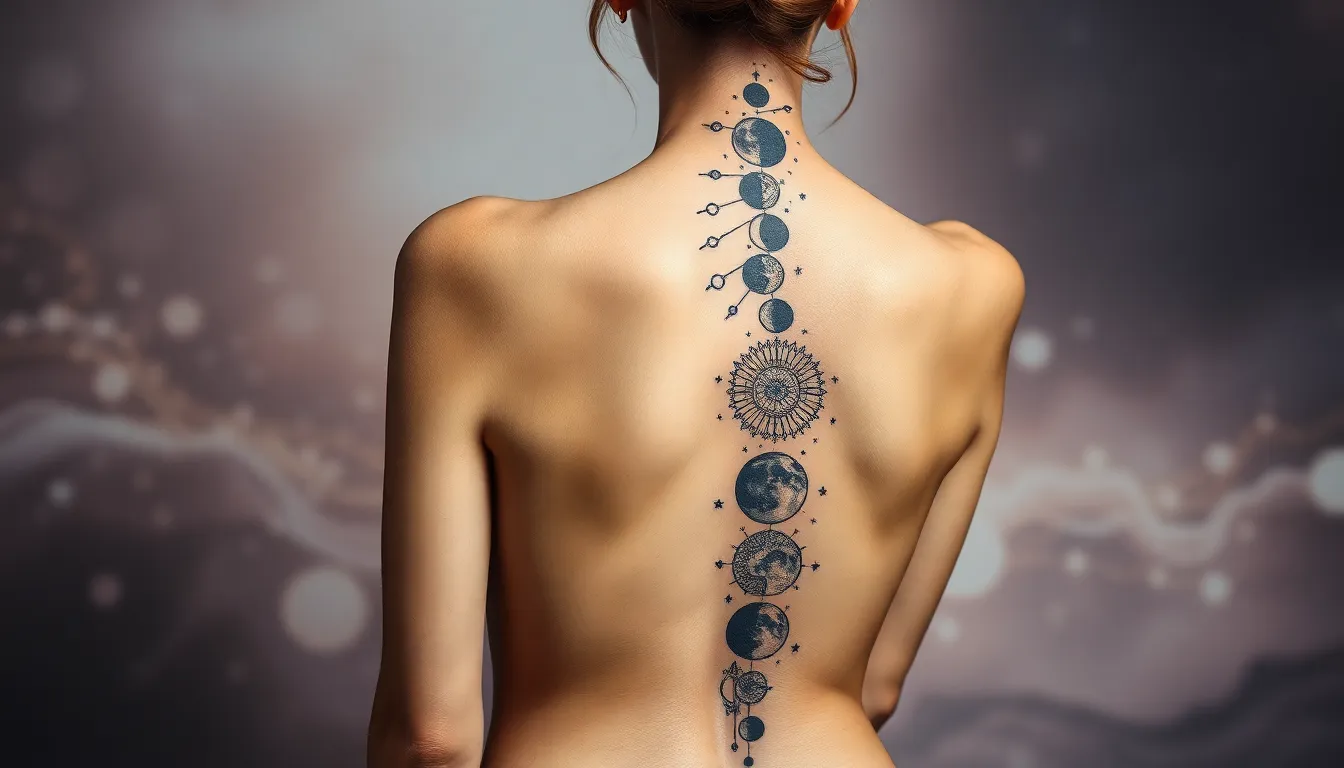 50+ Stunning Female Spine Tattoo Ideas for Women: Floral, Geometric & Celestial Designs 8 50+ Stunning Female Spine Tattoo Ideas for Women: Floral, Geometric & Celestial Designs 7