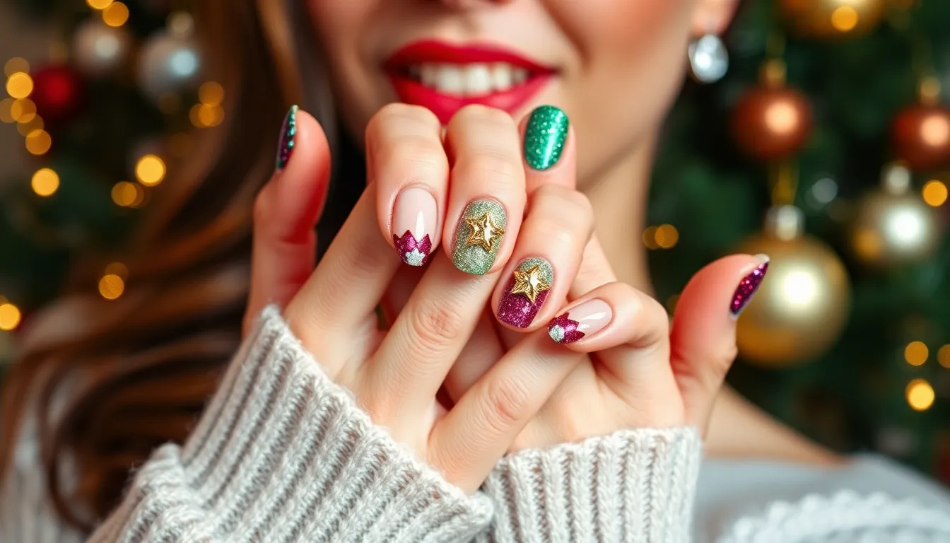 25 Christmas Nail Art Designs French Tips That'll Make Your Holidays Sparkle 10 25 Christmas Nail Art Designs French Tips That'll Make Your Holidays Sparkle 9