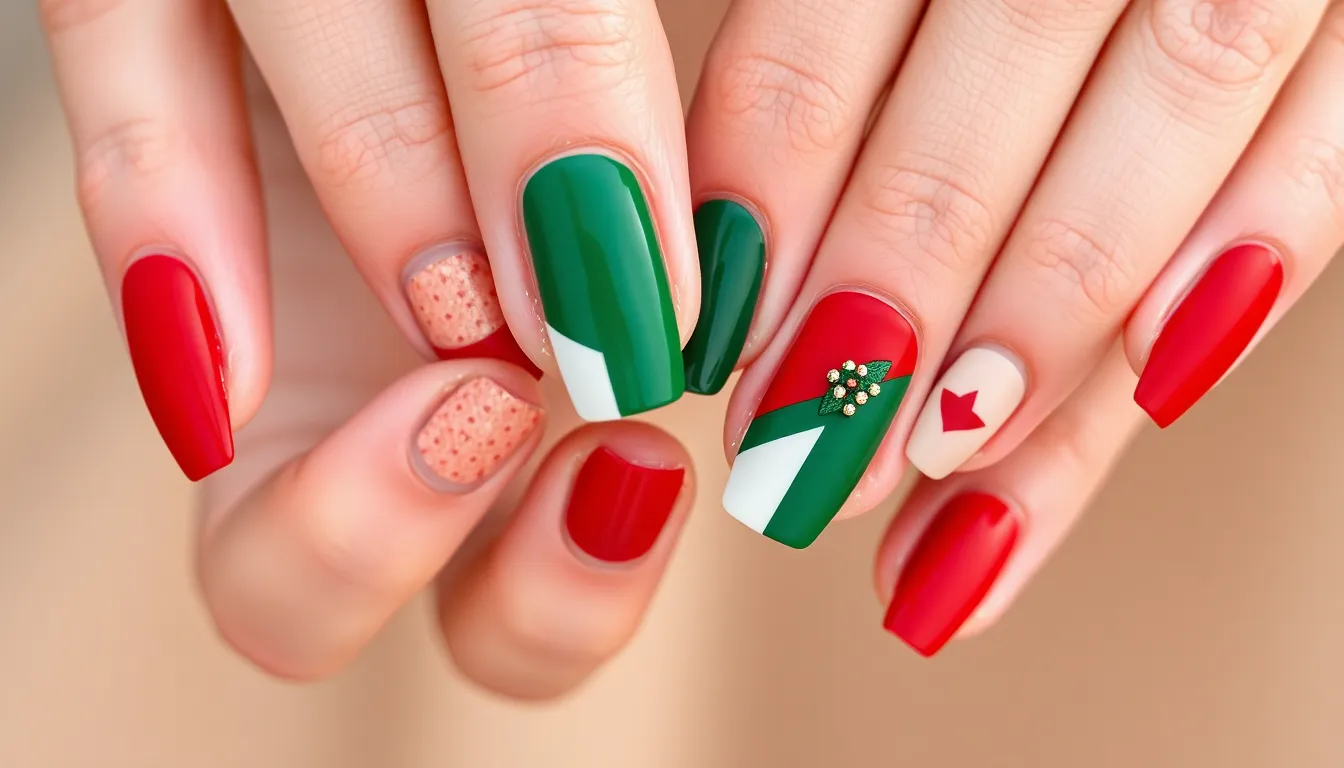 25 Stunning Christmas Nail Designs Red and Green That'll Make You Holiday Ready 10 25 Stunning Christmas Nail Designs Red and Green That'll Make You Holiday Ready 9