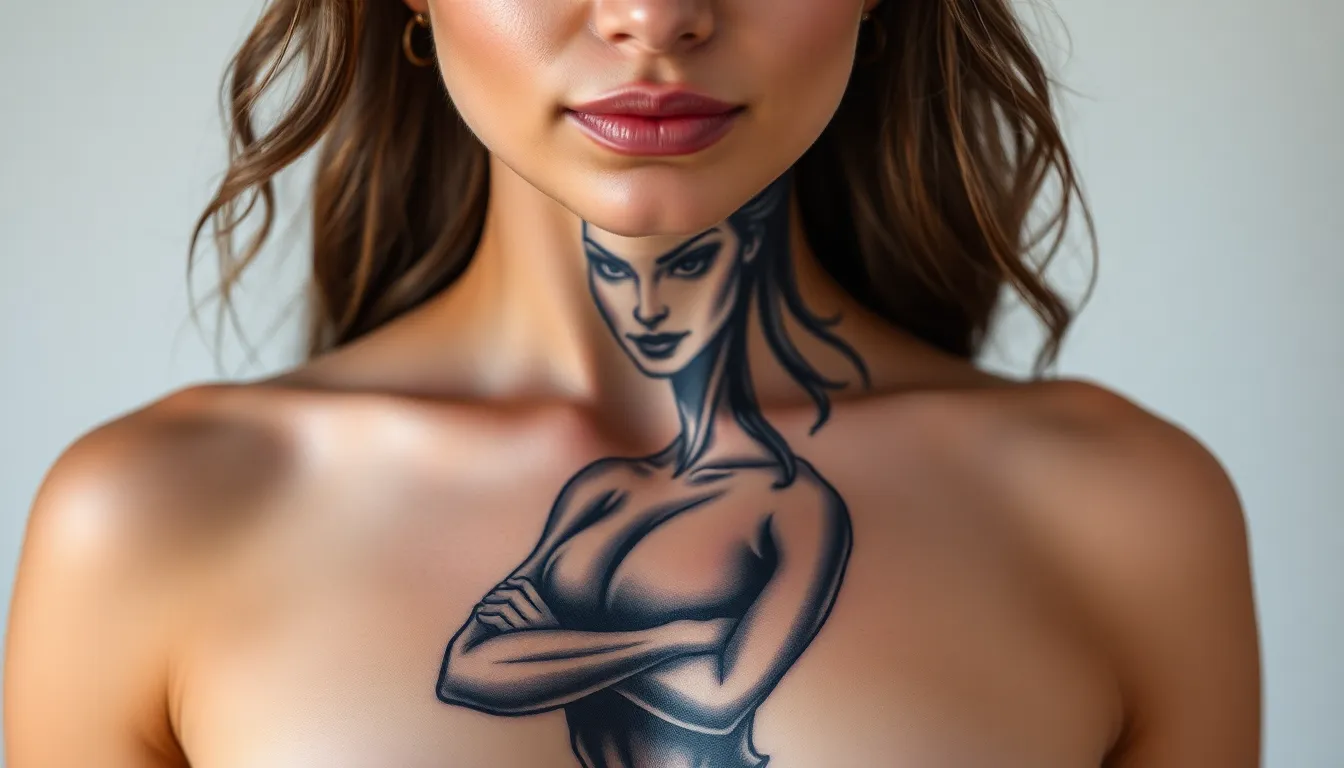 40 Stunning Chest Tattoo Ideas for Black Women: Bold Designs That Celebrate You 10 40 Stunning Chest Tattoo Ideas for Black Women: Bold Designs That Celebrate You 9