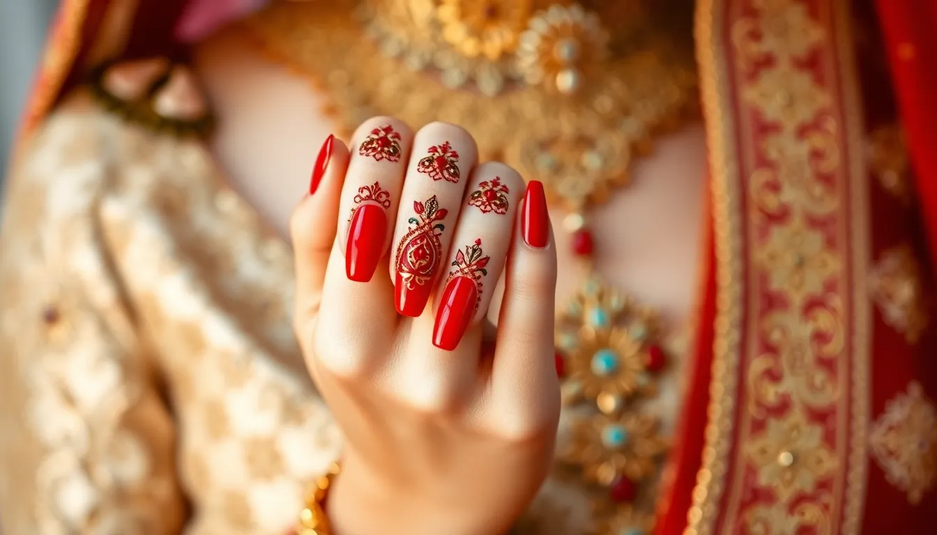 30 Stunning Indian Bridal Nail Art Ideas for Your Perfect Engagement Day 10 30 Stunning Indian Bridal Nail Art Ideas for Your Perfect Engagement Day 9