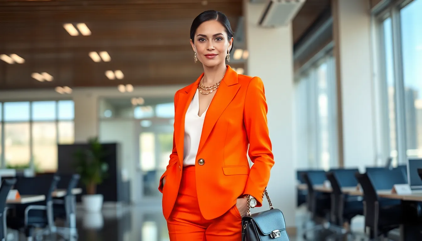 15 Stunning Orange Blazer Outfits for Women: Office Style Guide That Commands Attention 10 15 Stunning Orange Blazer Outfits for Women: Office Style Guide That Commands Attention 9