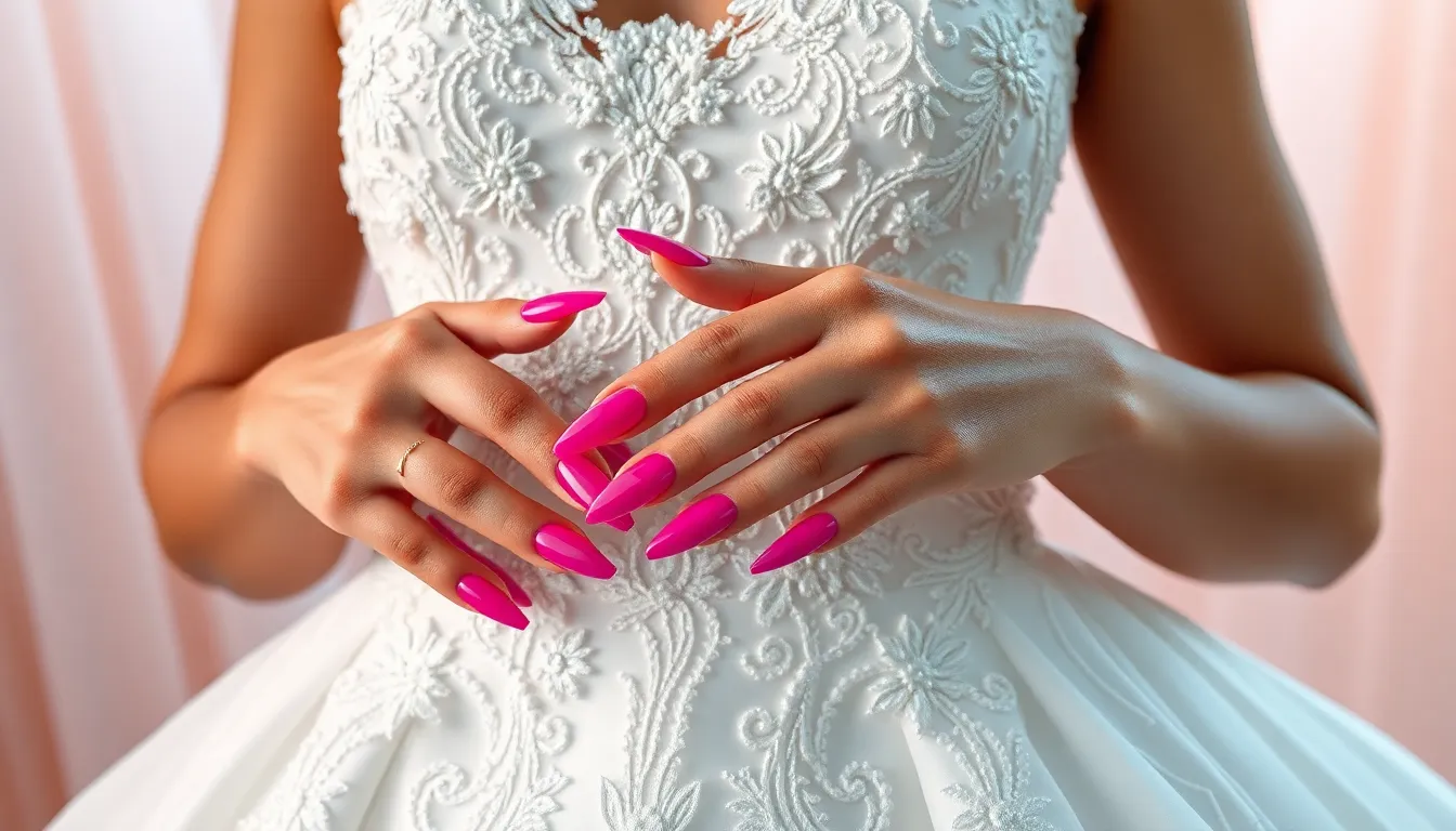 25 Stunning Pink Nail Extension Designs for Your Perfect Wedding Day 10 25 Stunning Pink Nail Extension Designs for Your Perfect Wedding Day 9