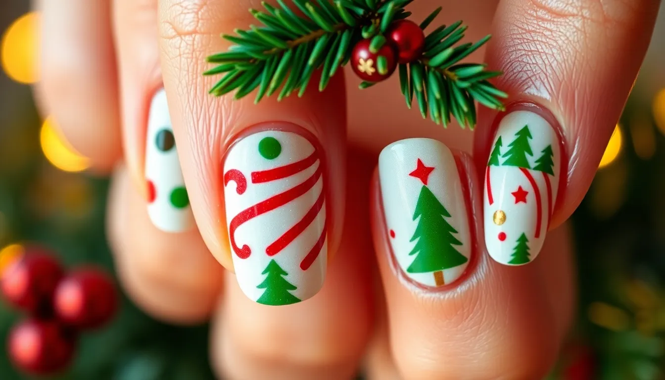 25 Stunning Christmas Nail Designs for Short Nails That'll Wow Everyone 12 25 Stunning Christmas Nail Designs for Short Nails That'll Wow Everyone 11