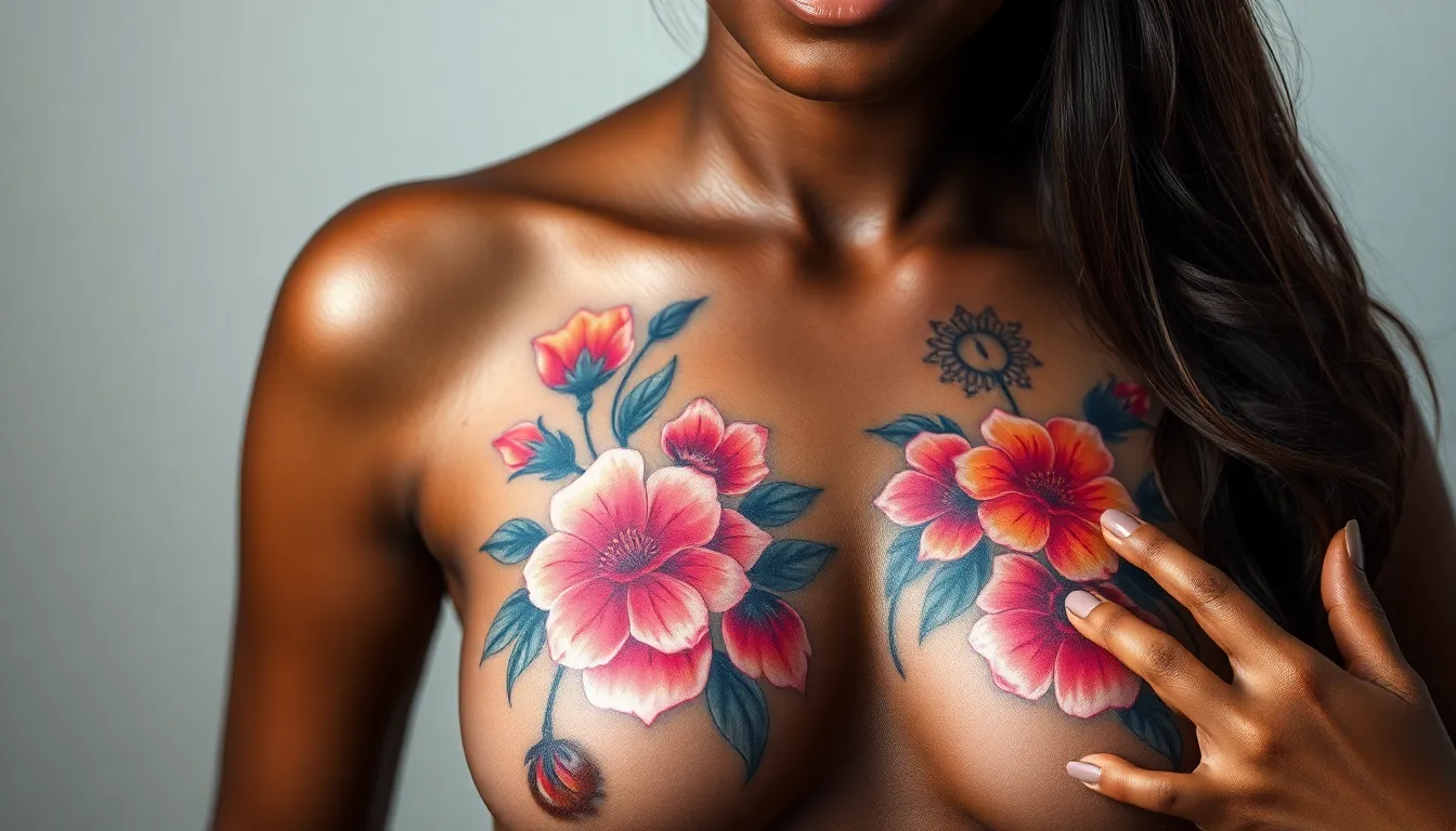 40 Stunning Chest Tattoo Ideas for Black Women: Bold Designs That Celebrate You 12 40 Stunning Chest Tattoo Ideas for Black Women: Bold Designs That Celebrate You 11