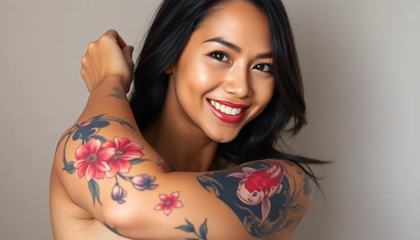 25 Stunning Tattoo Cover Up Ideas for Women's Arm Half Sleeves That Actually Work 12 25 Stunning Tattoo Cover Up Ideas for Women's Arm Half Sleeves That Actually Work 11