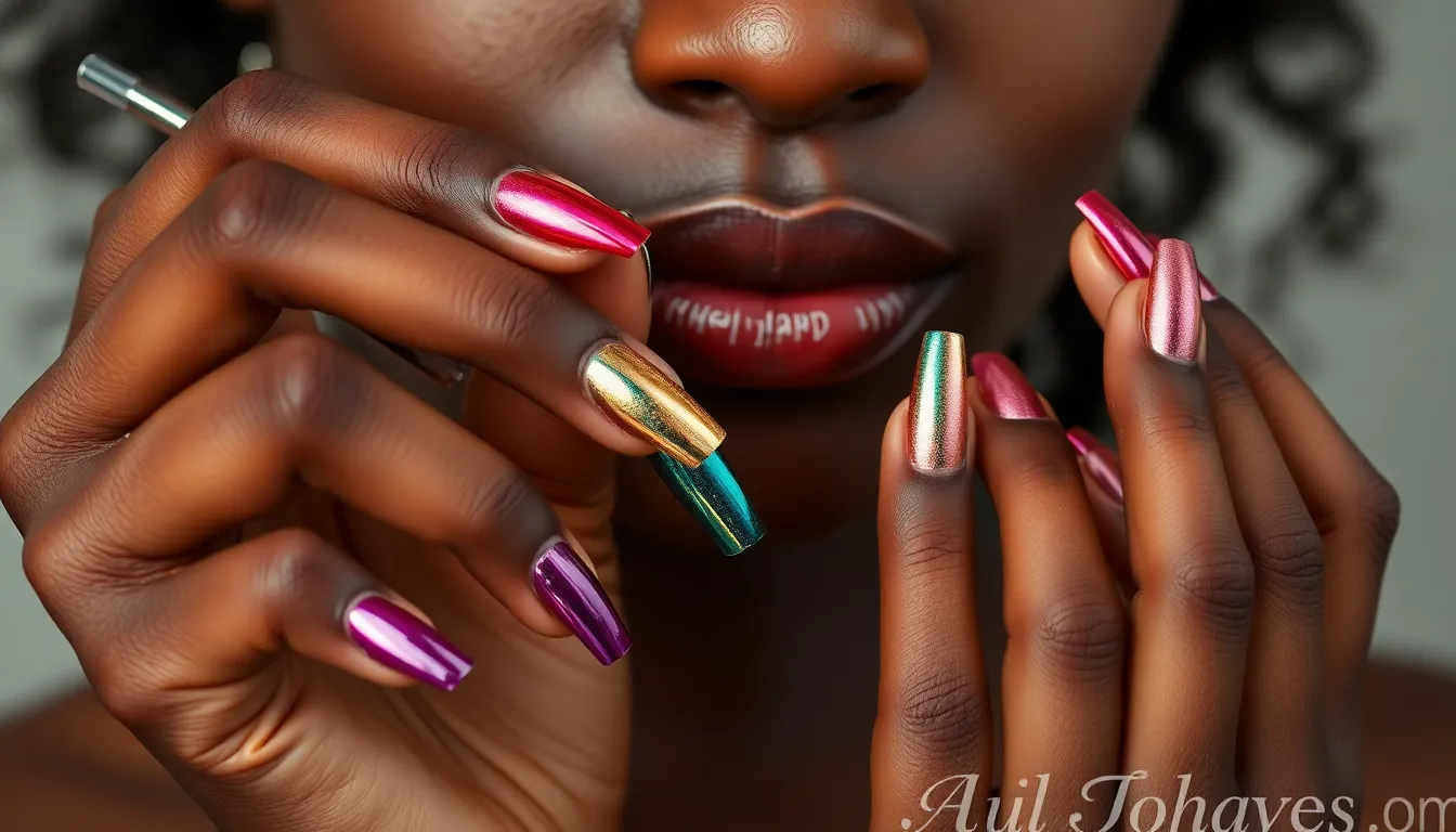50 Stunning Acrylic Nail Designs for Dark Skin Tones That'll Make You Stand Out 14 50 Stunning Acrylic Nail Designs for Dark Skin Tones That'll Make You Stand Out 13