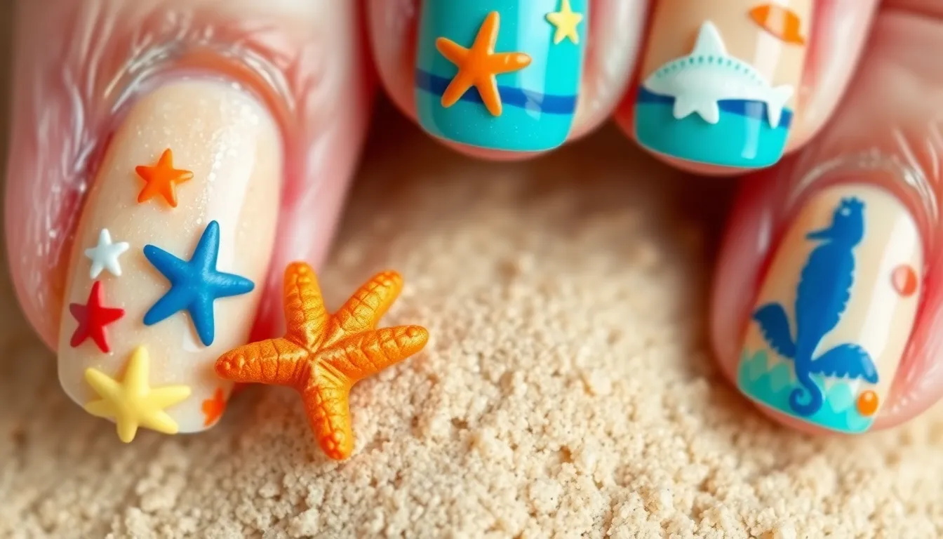 25 Stunning Beachy Nail Designs for Short Nails That'll Make You Beach-Ready 14 25 Stunning Beachy Nail Designs for Short Nails That'll Make You Beach-Ready 13