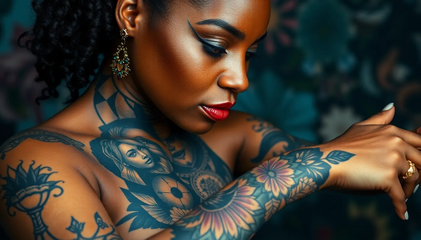 50+ Stunning Tattoo Ideas for Black Women: Female Sleeve Designs That Celebrate You 14 50+ Stunning Tattoo Ideas for Black Women: Female Sleeve Designs That Celebrate You 13