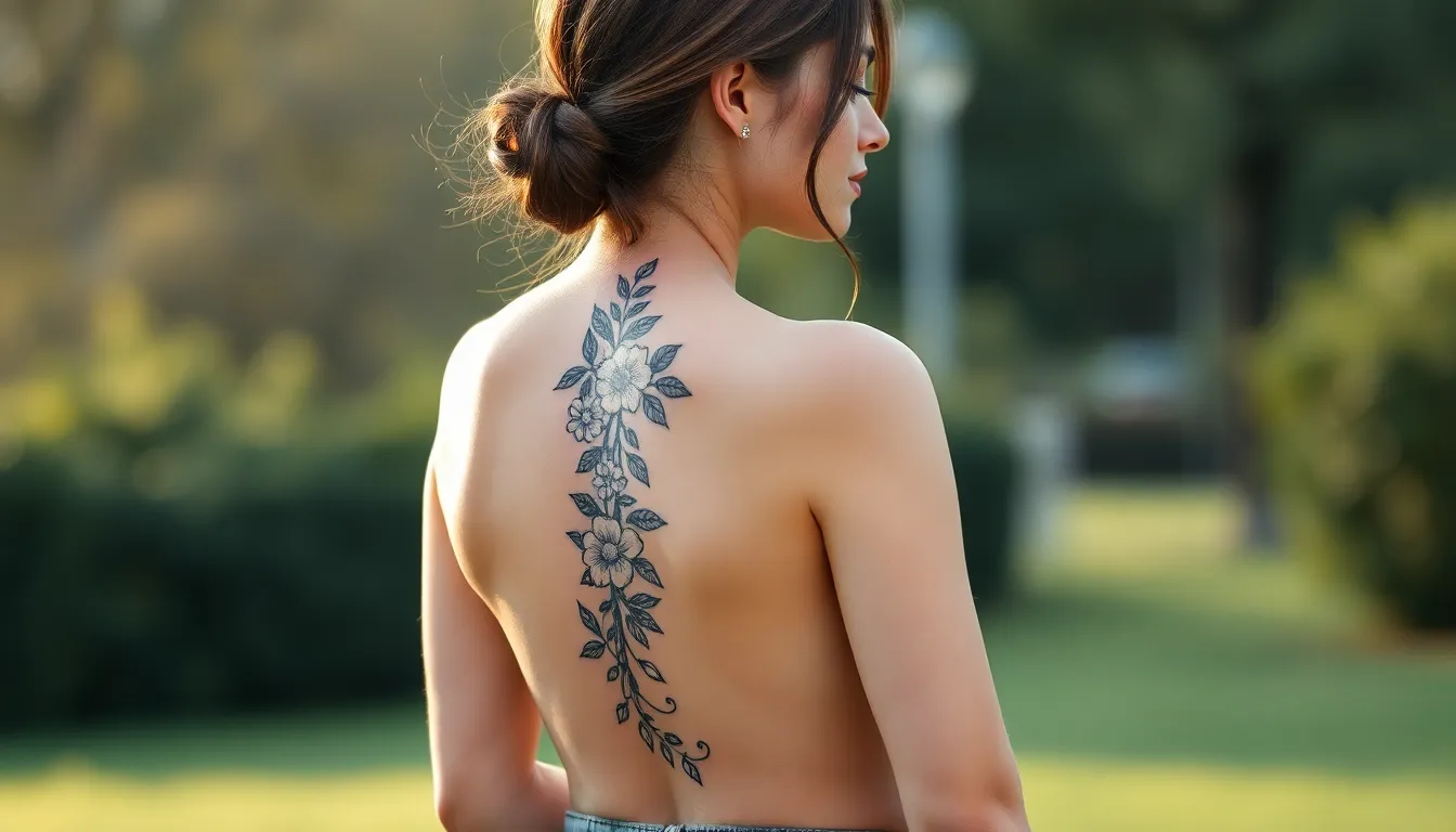 50+ Stunning Female Spine Tattoo Ideas for Women: Floral, Geometric & Celestial Designs 14 50+ Stunning Female Spine Tattoo Ideas for Women: Floral, Geometric & Celestial Designs 13