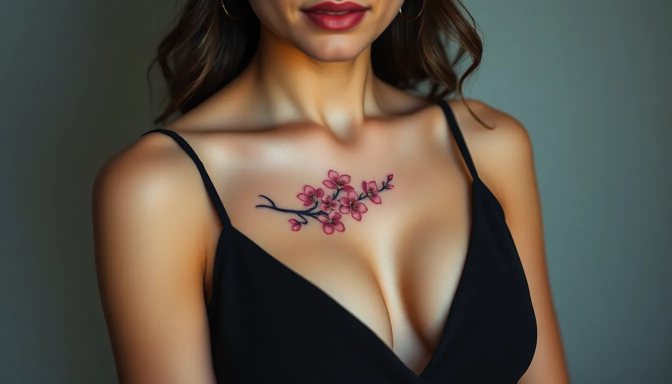 50+ Stunning Chest Tattoo Ideas for Women: From Delicate Florals to Bold Statements 14 50+ Stunning Chest Tattoo Ideas for Women: From Delicate Florals to Bold Statements 13