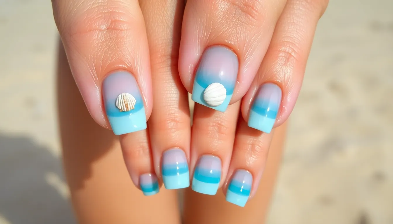 25 Stunning Beachy Nail Designs for Short Nails That'll Make You Beach-Ready 16 25 Stunning Beachy Nail Designs for Short Nails That'll Make You Beach-Ready 15