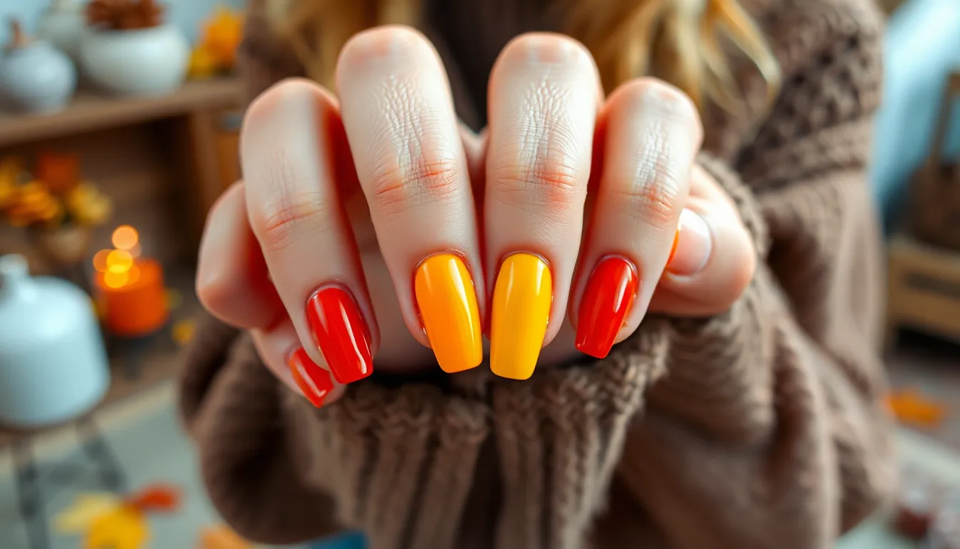 Fall Nails Different Color Each Nail: 15 Stunning Multi-Color Autumn Manicure Ideas 16 Fall Nails Different Color Each Nail: 15 Stunning Multi-Color Autumn Manicure Ideas 15