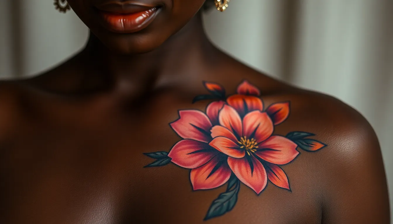 40 Stunning Chest Tattoo Ideas for Black Women: Bold Designs That Celebrate You 16 40 Stunning Chest Tattoo Ideas for Black Women: Bold Designs That Celebrate You 15