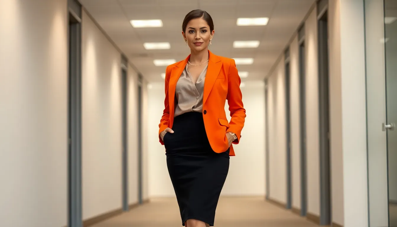 15 Stunning Orange Blazer Outfits for Women: Office Style Guide That Commands Attention 2 15 Stunning Orange Blazer Outfits for Women: Office Style Guide That Commands Attention 1