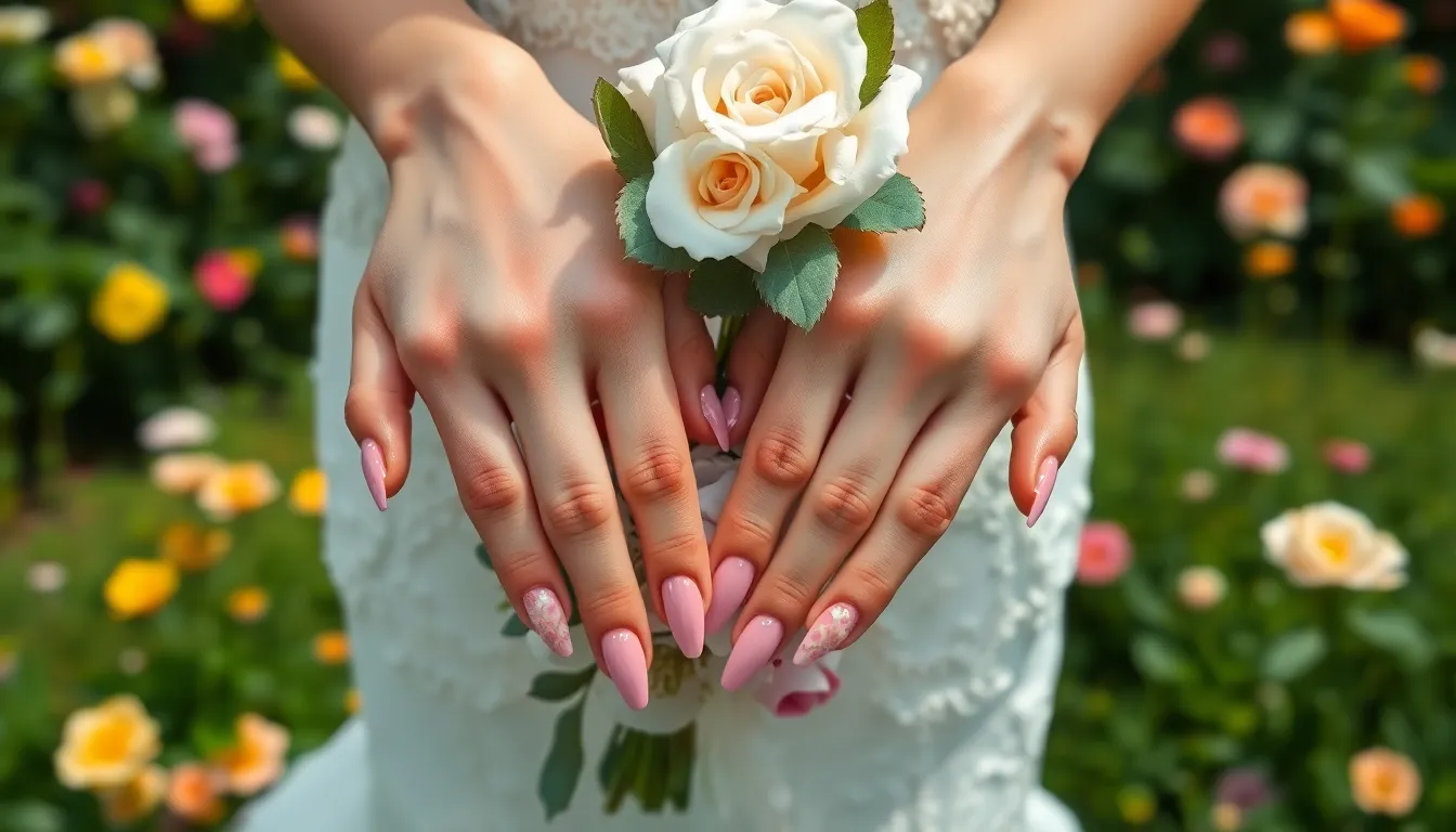25 Stunning Pink Nail Extension Designs for Your Perfect Wedding Day 2 25 Stunning Pink Nail Extension Designs for Your Perfect Wedding Day 1