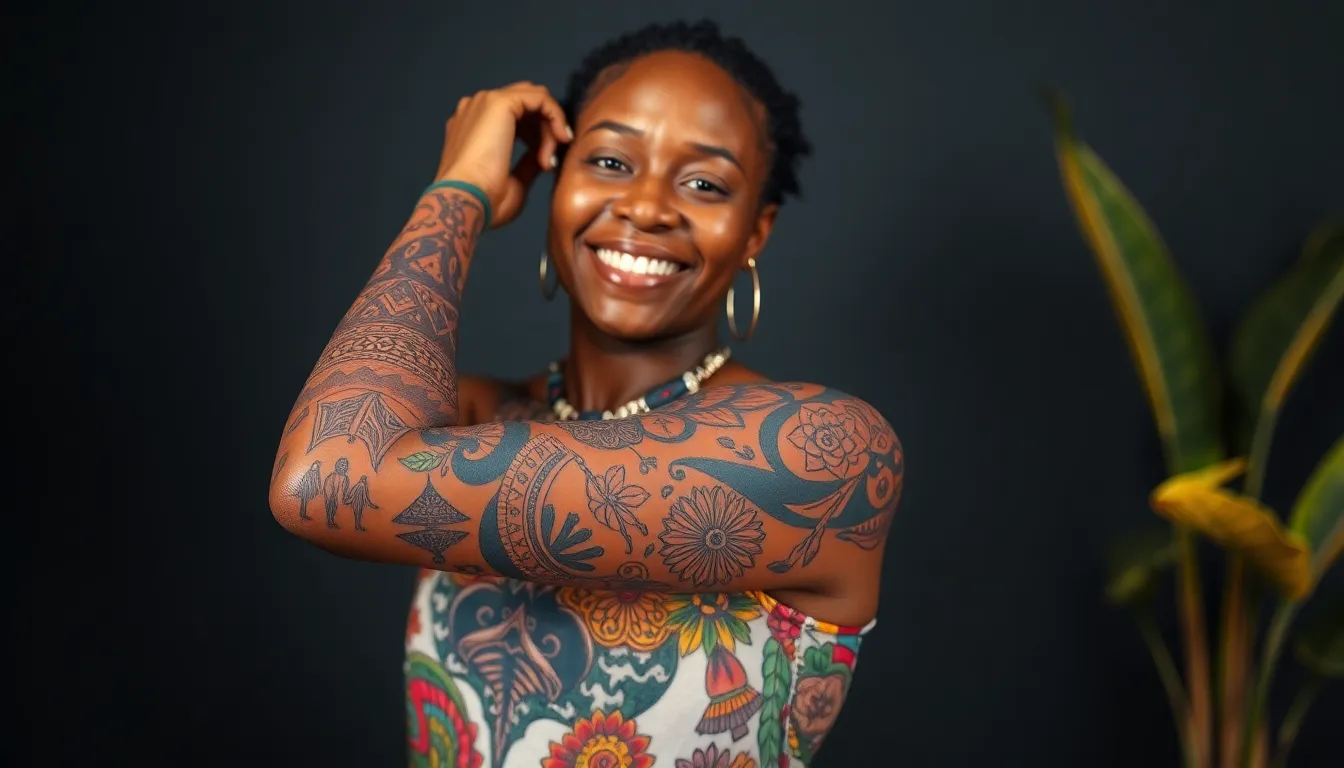 50+ Stunning Tattoo Ideas for Black Women: Female Sleeve Designs That Celebrate You 2 50+ Stunning Tattoo Ideas for Black Women: Female Sleeve Designs That Celebrate You 1