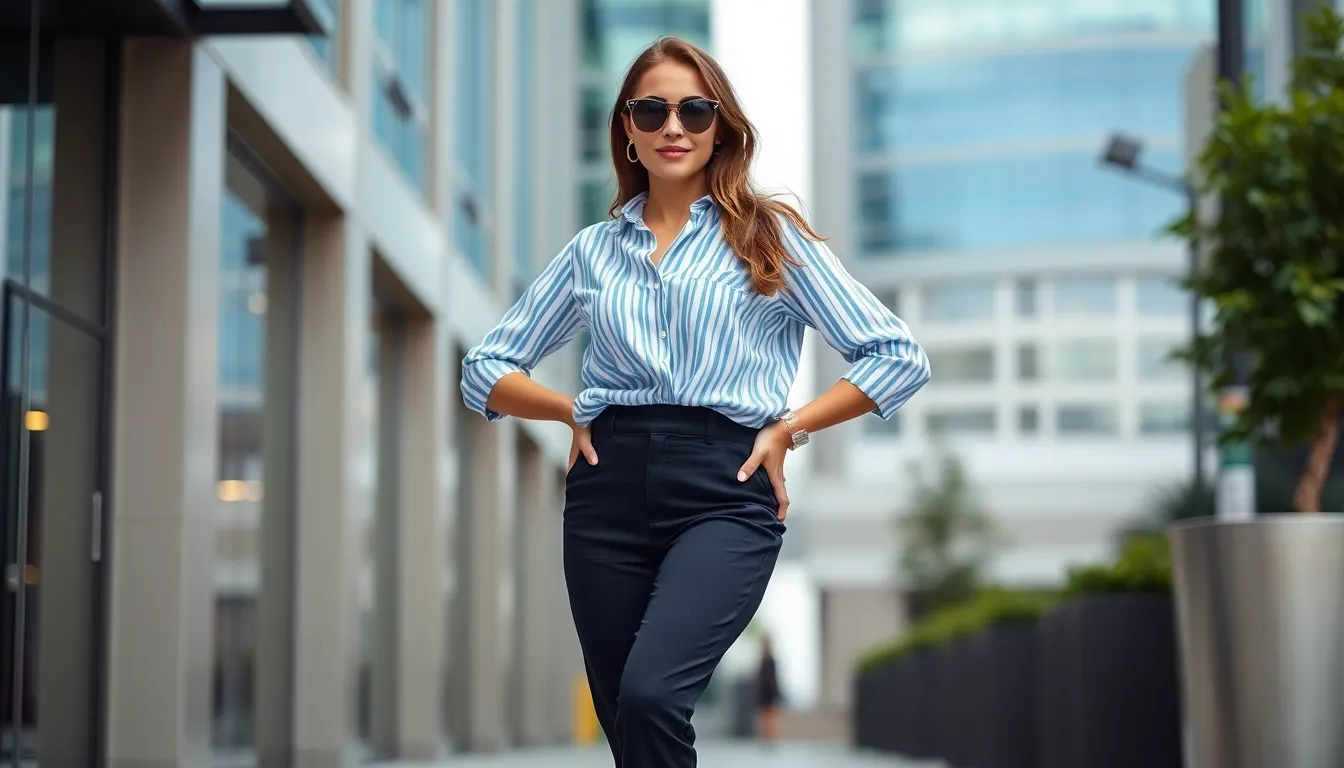 25 Chic Blue Shirt Outfits for Women: From Office to Weekend Style Guide 13