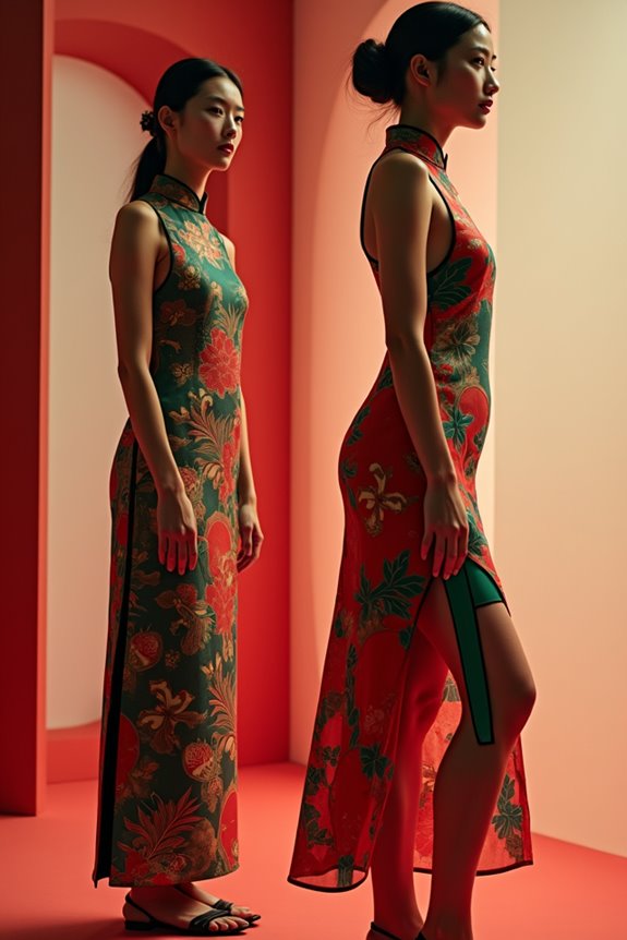 abstract print cheongsam modern traditional fusion