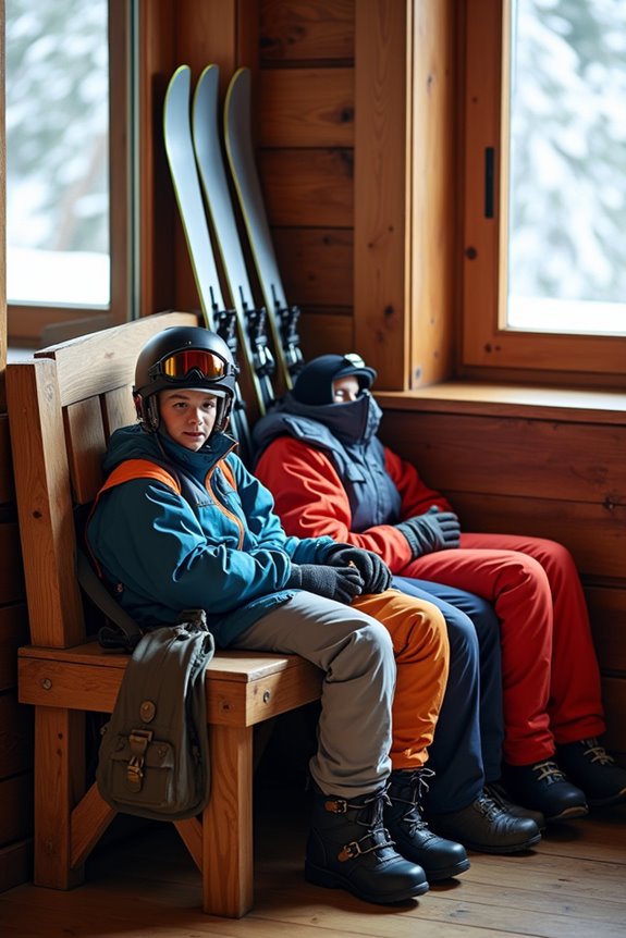 bring skis boots safety gear