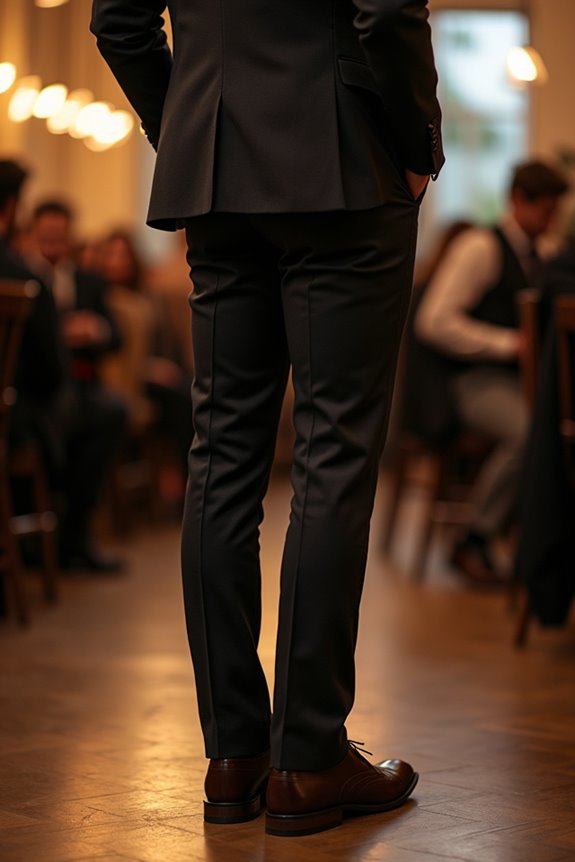 dark polished closed toe footwear subdued outerwear