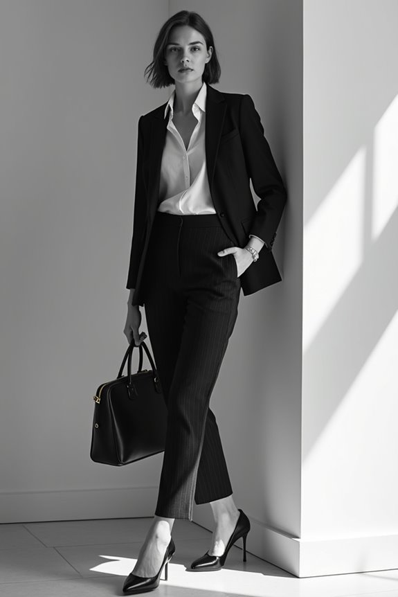 tailored trousers or pencil skirt