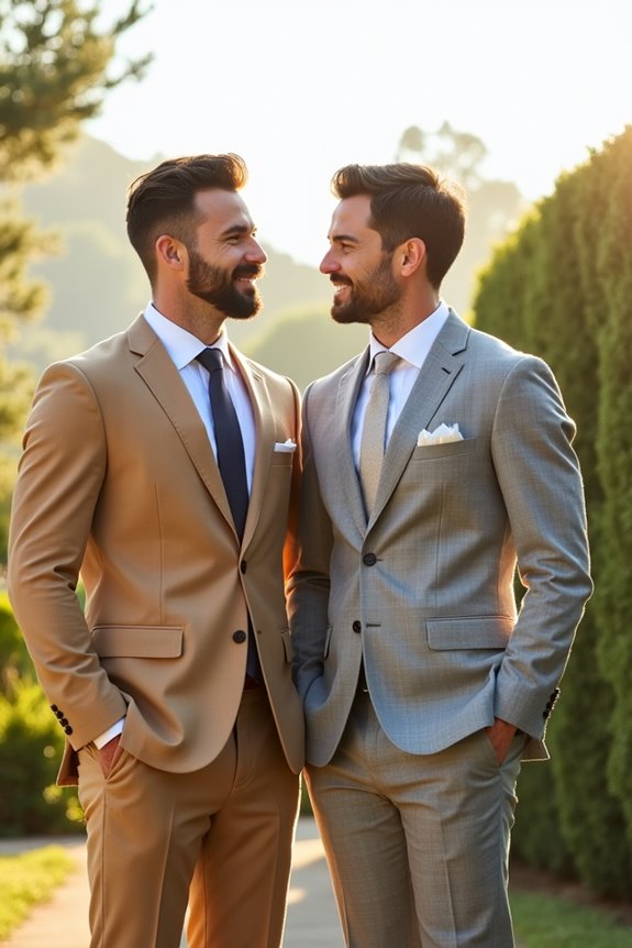 tan and light gray summer suit options
